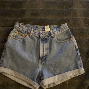 High waist Calvin Klein Jean shorts.